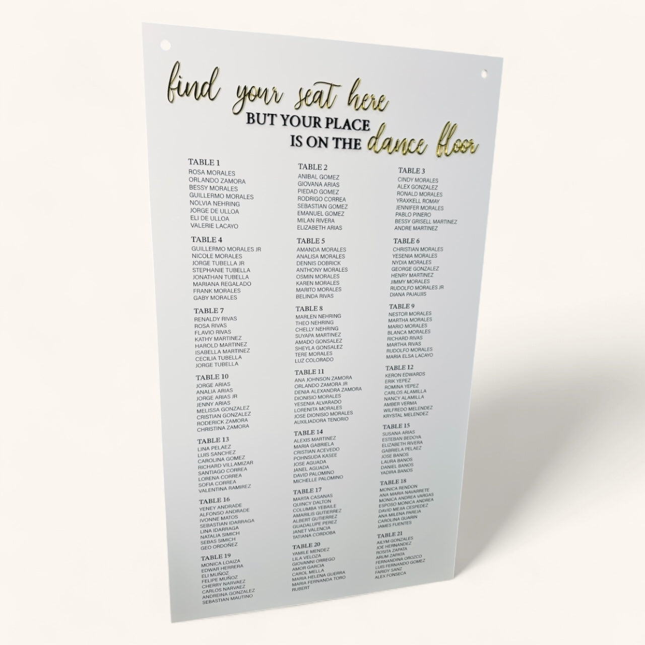 Acrylic Seating Chart